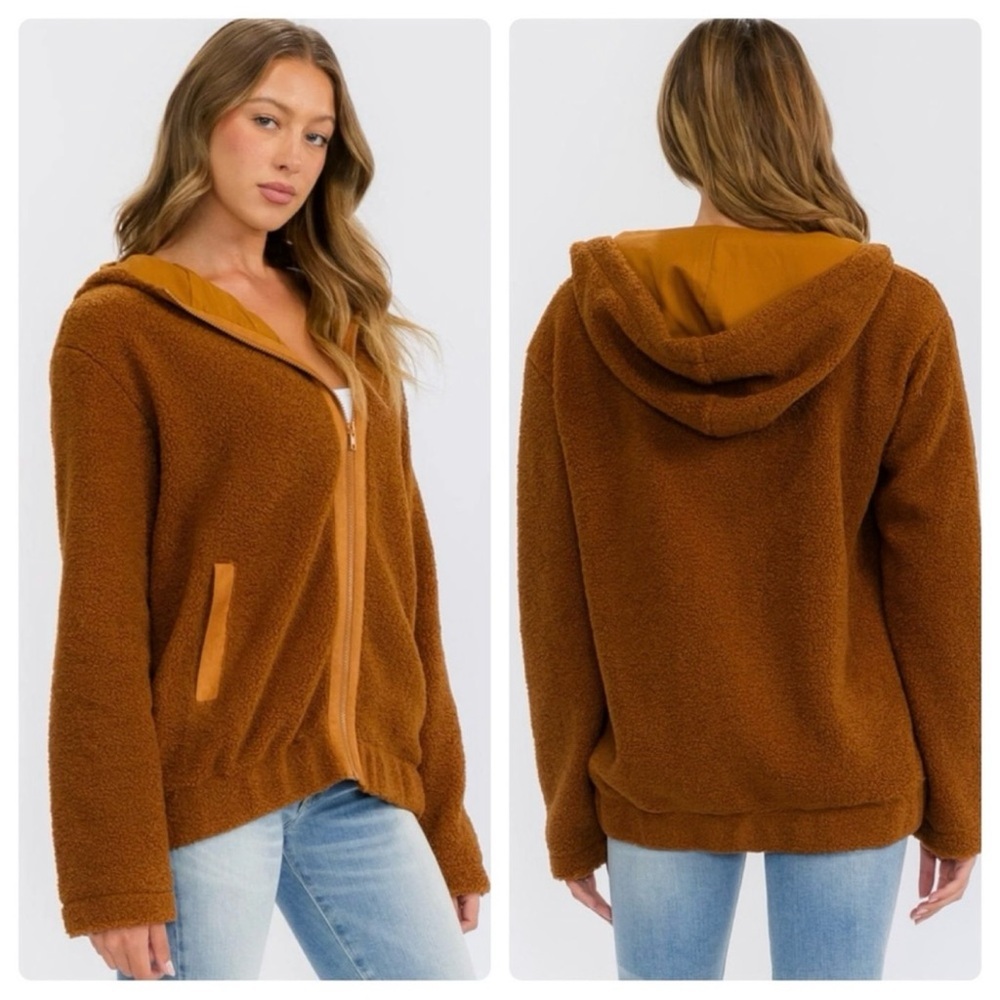 Petal Dew Woman’s Cozy Brown Hooded Jacket